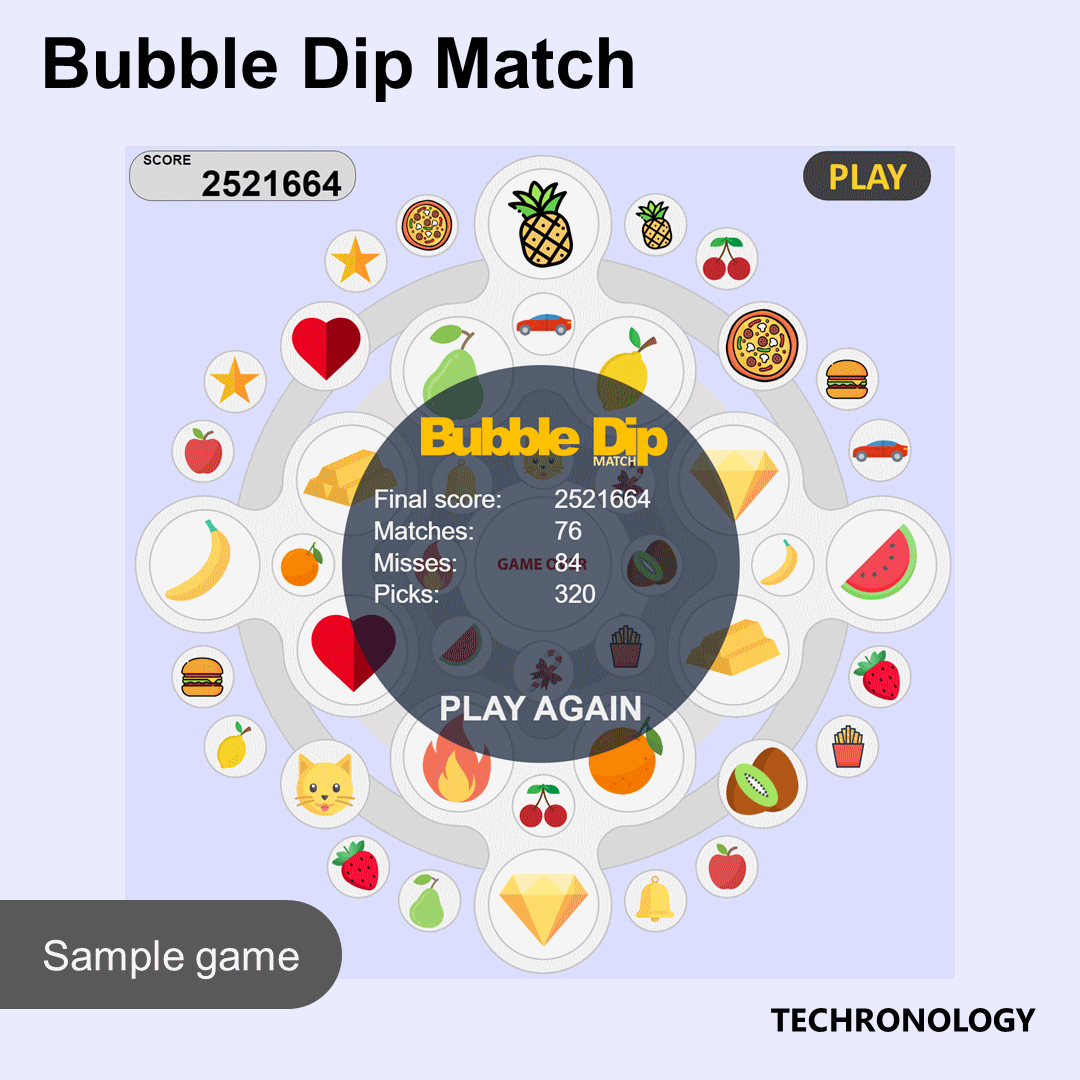 Bubble Dip Match - Sample game I - Techronology