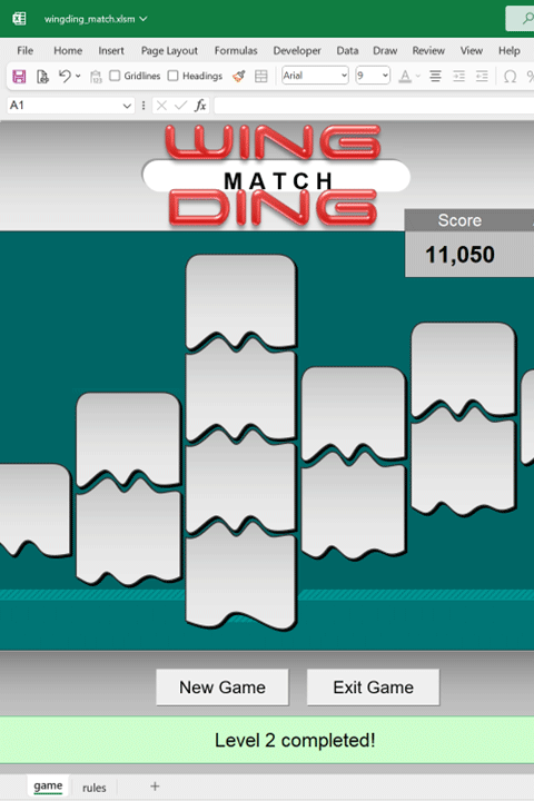 Wingding Match Excel game | Techronology