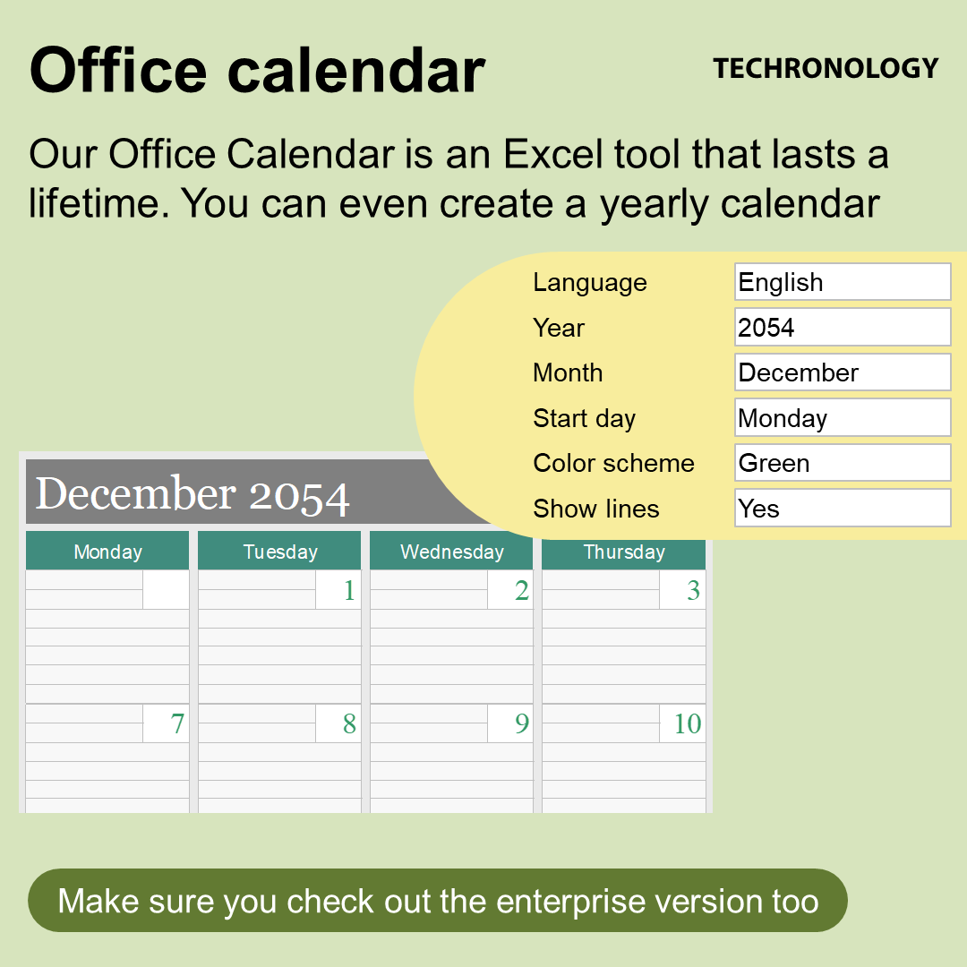 Office Calendar with slide miniatures - Techronology