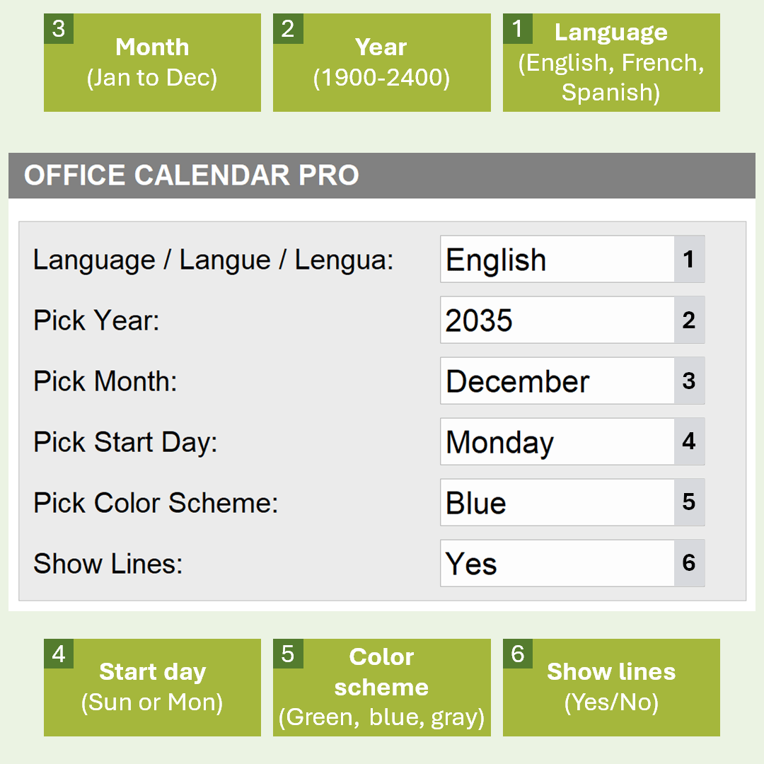 Office Monthly Calendar - Control panel | Techronology