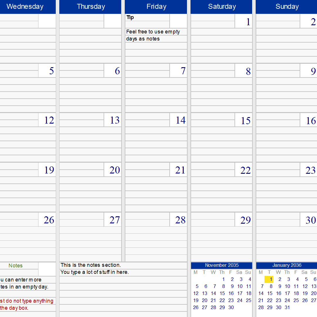 Monthly calendar. | Techronology