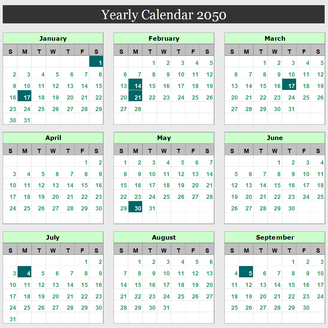 Dynamic Yearly Calendar