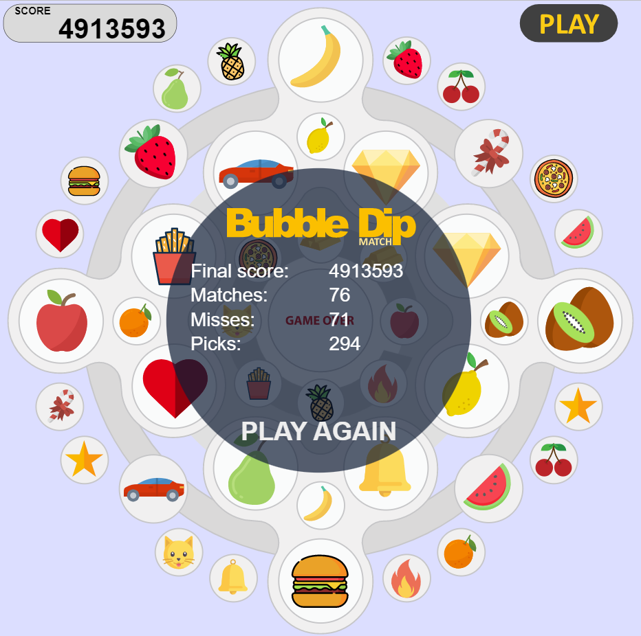 Bubble Dip Match online matching game - Techronology