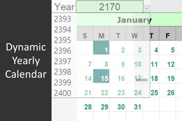 Dynamic Yearly Calendar for Excel