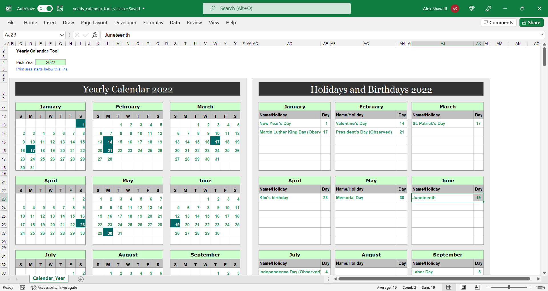 Add a holiday or special day to the Yearly Calendar - How to