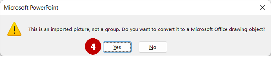 PowerPoint dialog box to convert SVG image to a drawing object - Techronology