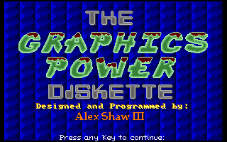 The Graphics Power Diskette - Startup screen