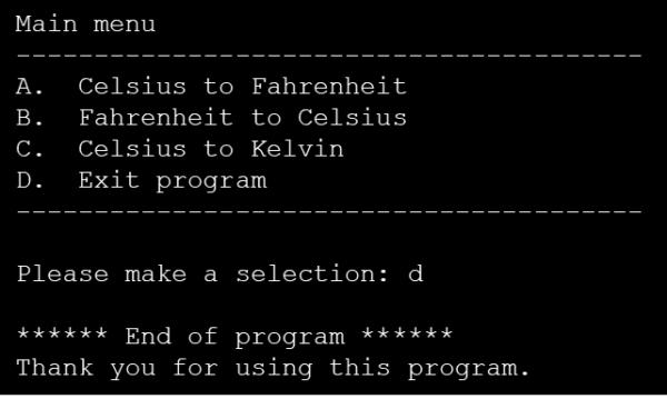 Convert temperatures in Python using a menu - Techronology