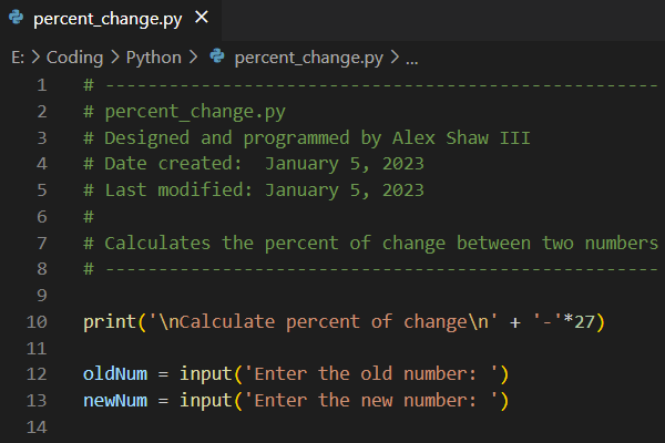 Percent of change in Python