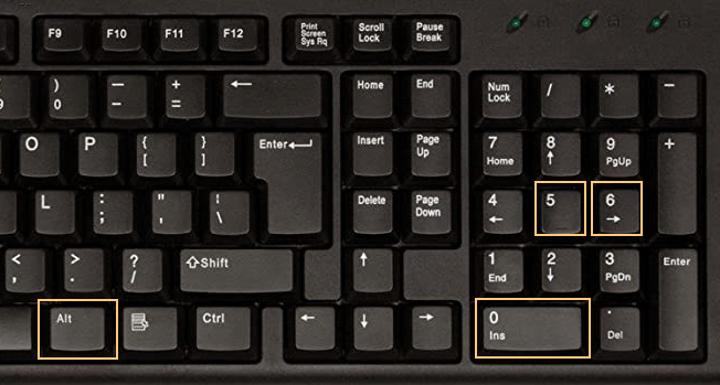 Hold down Alt key and press 065 from numeric keypad to display capital A - Techronology