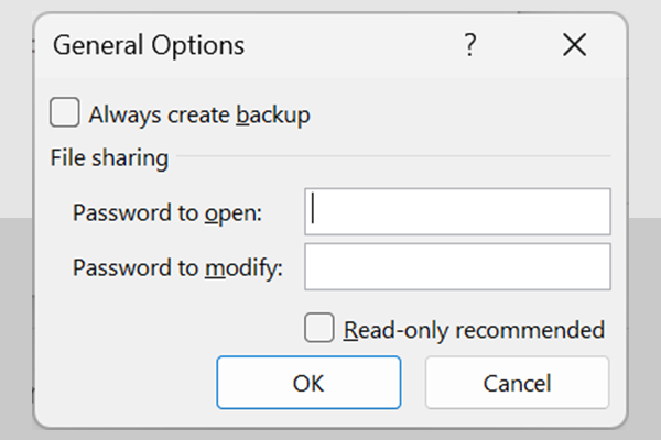 Protect Excel files with open password – Snapshots