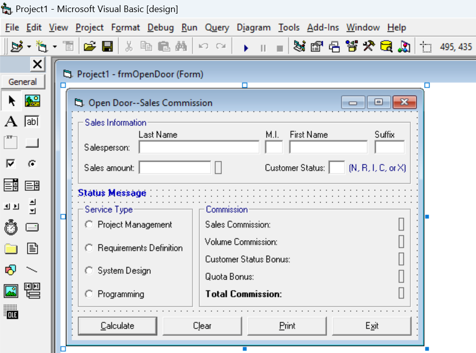 Sales commission program using Visual Basic 6 - Techronology