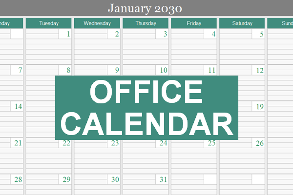 Office Calendar for Excel