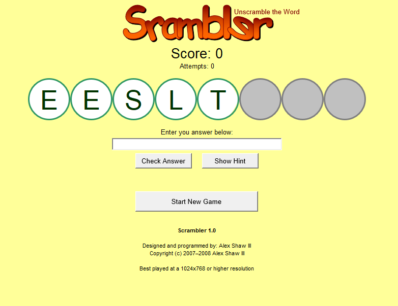 Scrambler game for Excel – Experiment - Techronology
