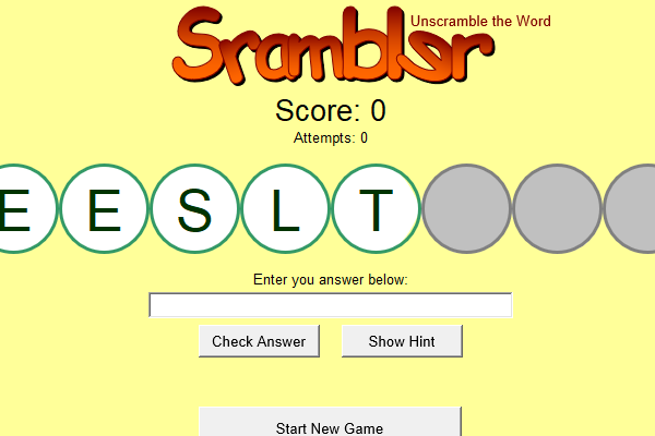 Scrambler game for Excel – Experiment