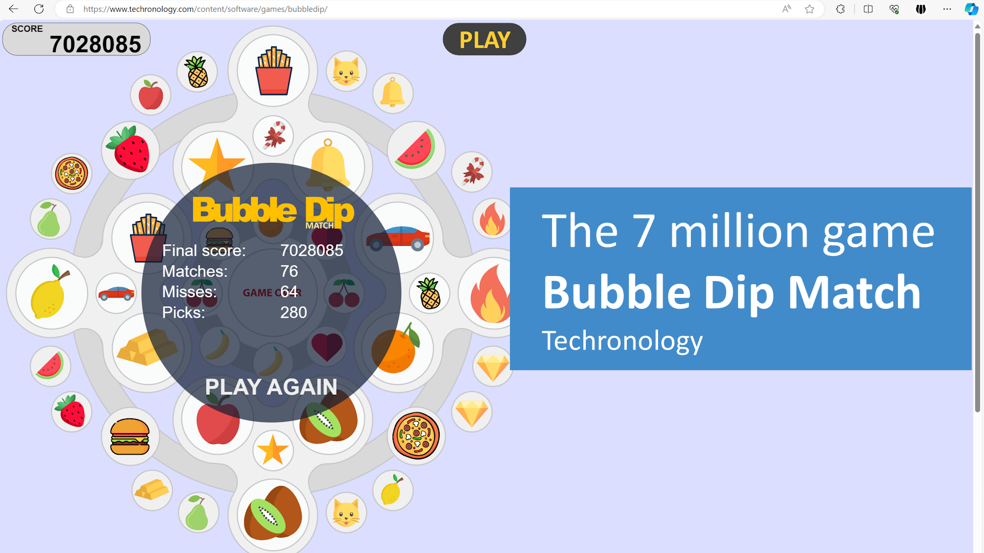 7 million game - Bubble Dip Match - Techronology