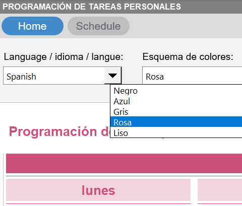 Personal Task Schedule - Color selector - Techronology