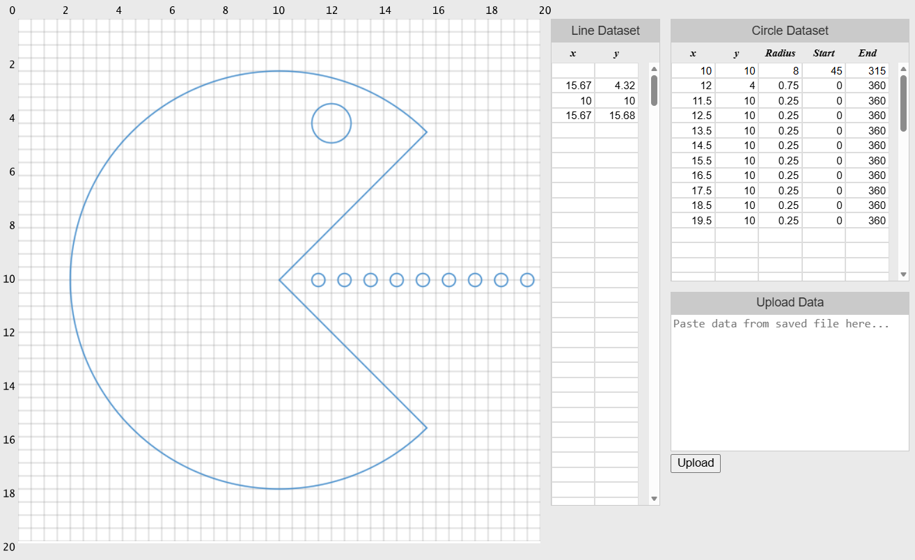 Sample design with lines and arcs in Artplotty Grid - Techronology