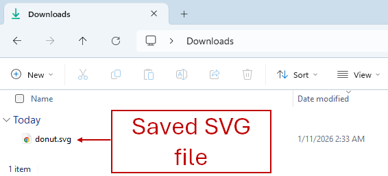 View SVG code - Downloads folder - Techronology