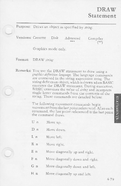 Draw Statement - BASIC Reference - Page 1 - Techronology
